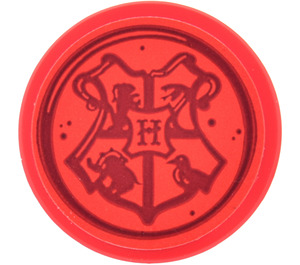 LEGO Rood Tegel 2 x 2 Ronde met Hogwarts Crest Sticker met Studhouder aan de onderzijde (14769)