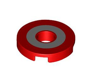 LEGO Red Tile 2 x 2 Round with Hole in Center with White Circle (15535 / 103626)