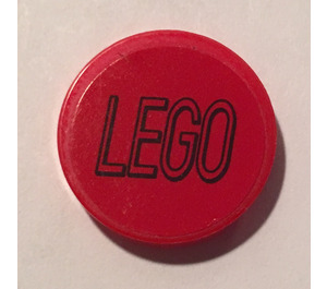 LEGO Red Tile 2 x 2 Round with 'Lego' Logo Sticker with Bottom Stud Holder (14769)