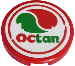 LEGO Rouge Tuile 2 x 2 Rond avec 'OCTAN' logo Autocollant avec porte-tenon inférieur (14769)