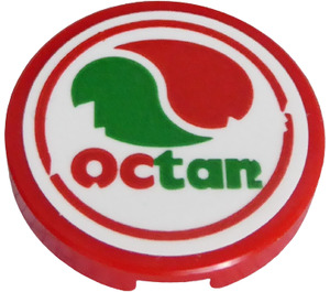 LEGO rouge Tuile 2 x 2 Rond avec 'OCTAN' logo Autocollant avec porte-goujon inférieur (14769)