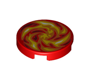 LEGO Red Tile 2 x 2 Round with Swirling Flame with Bottom Stud Holder (14769 / 19924)