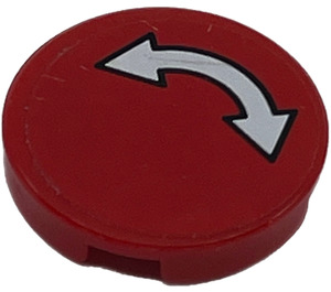LEGO rouge Tuile 2 x 2 Rond avec blanc Incurvé Double La Flèche avec Noir Border Autocollant avec fond en "X" (4150)