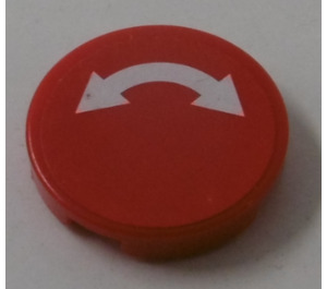 LEGO Red Tile 2 x 2 Round with White Double-Arrow Sticker with "X" Bottom (4150)