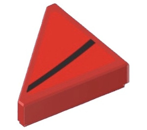 LEGO Red Tile 2 x 2 Triangular with Black Curved Stripe (Right) Sticker (35787)