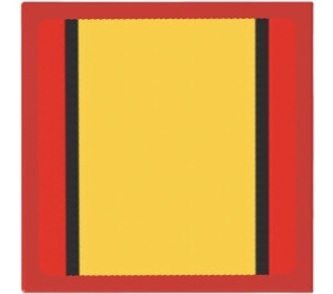LEGO Red Tile 2 x 2 with Black and Yellow Stripes Sticker with Groove (3068)