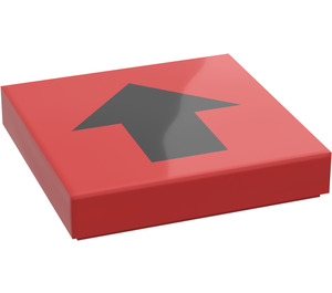 LEGO Red Tile 2 x 2 with Black Arrow with Groove (3068)