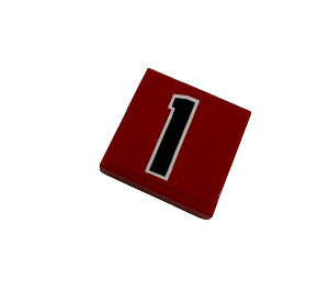 LEGO Red Tile 2 x 2 with Black Number 1 Sticker with Groove (3068)