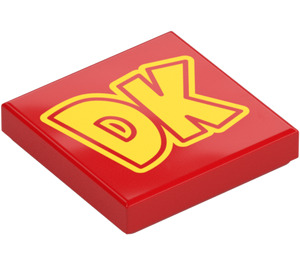 LEGO Red Tile 2 x 2 with "DK" with Groove (3068 / 103784)