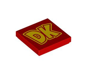 LEGO rouge Tuile 2 x 2 avec "DK" avec rainure (3068 / 103784)