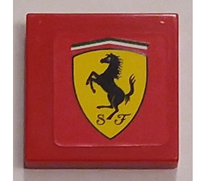 LEGO Rood Tegel 2 x 2 met Ferrari logo Sticker met groef (3068)