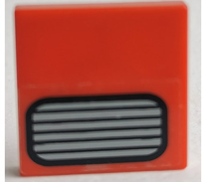 LEGO Red Tile 2 x 2 with Grille Sticker with Groove (3068)