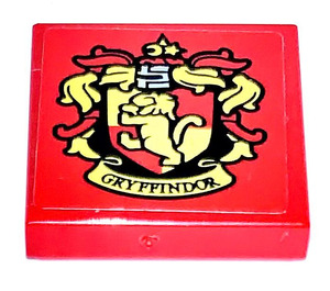 LEGO Red Tile 2 x 2 with Gryffindor Sticker with Groove (3068)