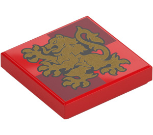 LEGO Červená Dlaždice 2 x 2 s Gryffindor Symbol s drážkou (3068 / 106249)