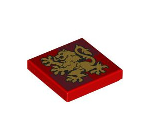LEGO Red Tile 2 x 2 with Gryffindor Symbol with Groove (3068 / 106249)