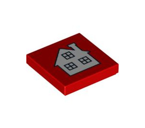 LEGO Red Tile 2 x 2 with House with Groove (3068 / 87538)