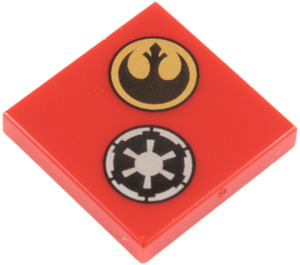 LEGO Red Tile 2 x 2 with Imperial and Rebel Logo with Groove (3068 / 73953)