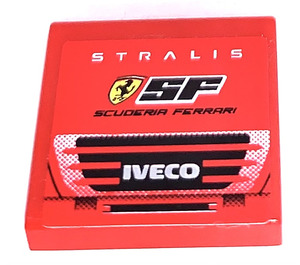 LEGO Red Tile 2 x 2 with Iveco Front Grille Sticker with Groove (3068)