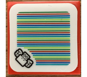 LEGO rot Fliese 2 x 2 mit Koopa Troopa Paratrooper mit Blau lines auf code mit Nut (3068 / 77435)