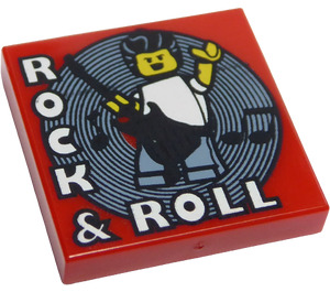 LEGO Red Tile 2 x 2 with Rock and Roll Pattern with Groove (3068 / 37185)
