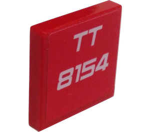 LEGO Red Tile 2 x 2 with TT 8154 Sticker with Groove (3068)