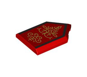 LEGO Red Tile 2 x 3 Pentagonal with Gold Pattern (22385)
