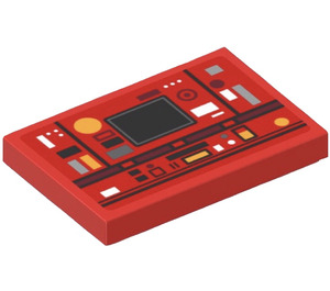 LEGO Red Tile 2 x 3 with Batcave Computer Bank Sticker (26603)