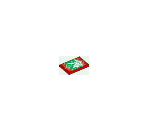 LEGO Red Tile 2 x 3 with Dark Green Ninjago Decoration (26603)