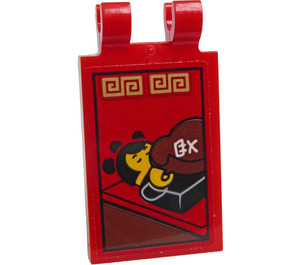 LEGO Red Tile 2 x 3 with Horizontal Clips with Baby girl Minifigure Sticker (Angled Clips) (30350)