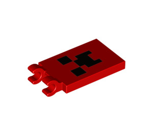 LEGO rouge Tuile 2 x 3 avec Horizontal Clips avec Minecraft Creeper Affronter (Pinces épaisses ouvertes en «O») (26965 / 30350)