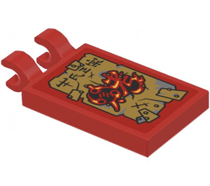 LEGO rouge Tuile 2 x 3 avec Horizontal Clips avec rouge Son’s Stall Sign Autocollant (Pinces épaisses ouvertes en «O») (30350)