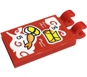 LEGO rouge Tuile 2 x 3 avec Horizontal Clips avec Sushi, Rolls, Shrimp, Numbers Autocollant (Pinces épaisses ouvertes en «O») (30350)