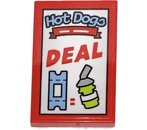 LEGO Red Tile 2 x 3 with Hot Dogs DEAL Sticker (26603)