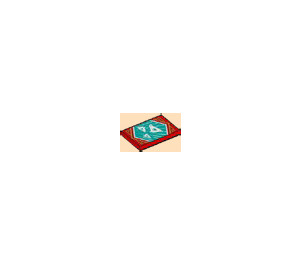 LEGO Red Tile 2 x 3 with Shuriken on Dark Turquoise Background (Ninjago Surprise Banner) (26603)
