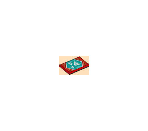 LEGO Rood Tegel 2 x 3 met Shuriken aan Donker turquoise Background (Ninjago Surprise Banner) (26603 / 81637)