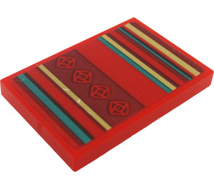 LEGO Red Tile 2 x 3 with Striped Rug Sticker (26603)
