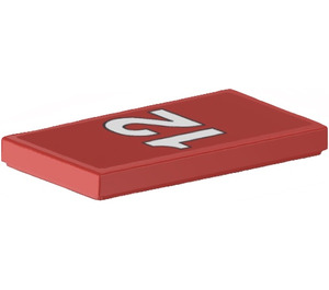 LEGO rot Fliese 2 x 4 mit '12' Aufkleber (87079)