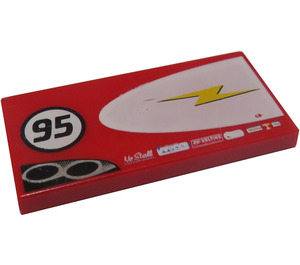 LEGO Rouge Tuile 2 x 4 avec 95, Exhaust Pipes, et Lightning (Droite) (87079 / 95334)