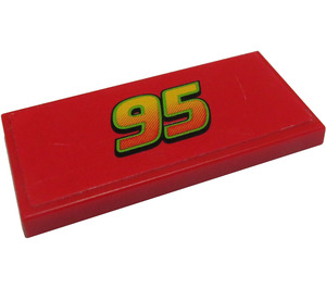 LEGO Rood Tegel 2 x 4 met '95' Sticker (87079)