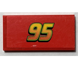 LEGO rouge Tuile 2 x 4 avec '95' Autocollant (87079)