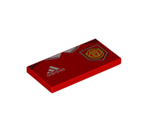 LEGO Red Tile 2 x 4 with Adidas and Manchester United Logo (87079 / 100431)