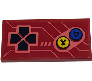 LEGO Red Tile 2 x 4 with Arcade Game Controls Sticker (87079)