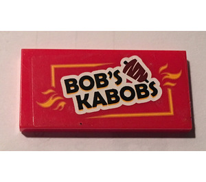 LEGO Red Tile 2 x 4 with Bob's Kabobs Sticker (87079)