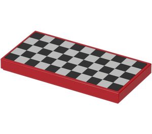 LEGO Red Tile 2 x 4 with Checkered 75883 Sticker (87079)