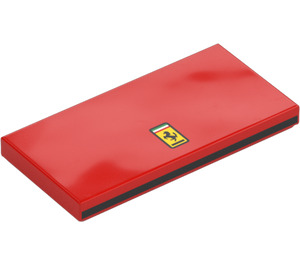 LEGO Red Tile 2 x 4 with Ferrari Logo and Black Line (87079)