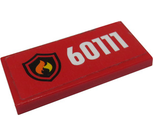 LEGO Red Tile 2 x 4 with Fire Logo and'60111' Sticker (87079)