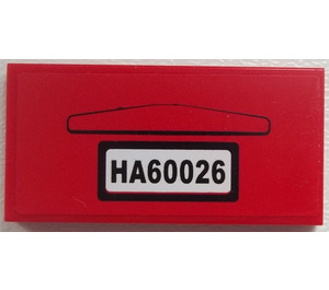 LEGO Red Tile 2 x 4 with 'HA60026' Sticker (87079)