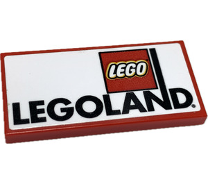 LEGO Red Tile 2 x 4 with LegoLand Logo Sticker (87079)