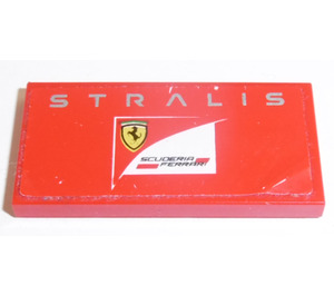 LEGO Red Tile 2 x 4 with 'STRALIS', 'Scuderia Ferrari' Logo Sticker (87079)