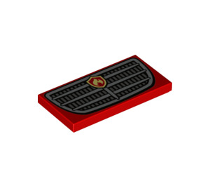 LEGO Red Tile 2 x 4 with Vehicle Grille and Fire Logo (73905 / 87079)